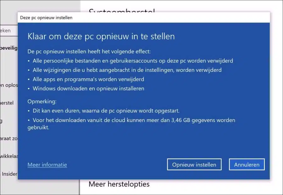 Klaar om alles te verwijderen in Windows 10