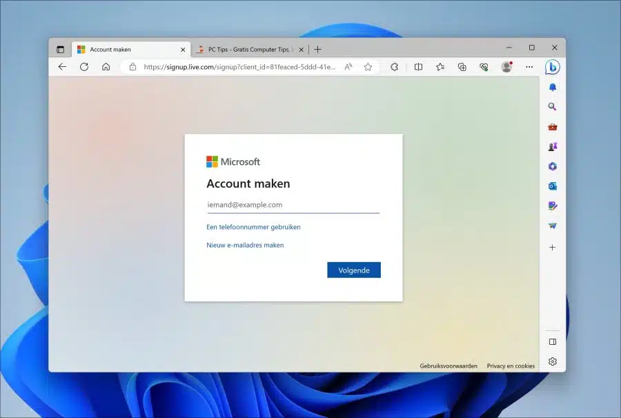 Microsoft account maken