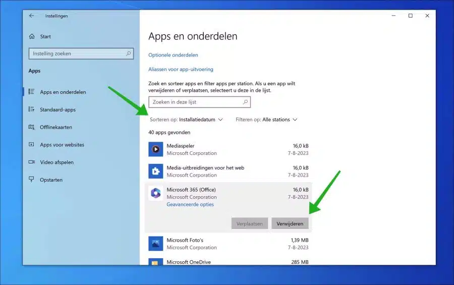 Recent geïnstalleerde software verwijderen