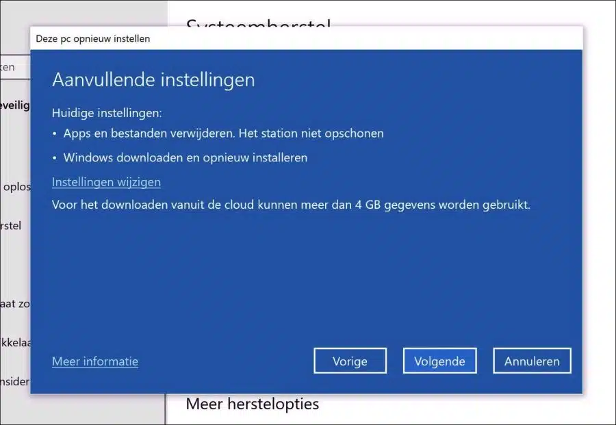 Windows 10 opnieuw downloaden en installeren, alles verwijderen