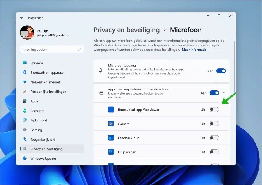 microfoon toegang intrekken