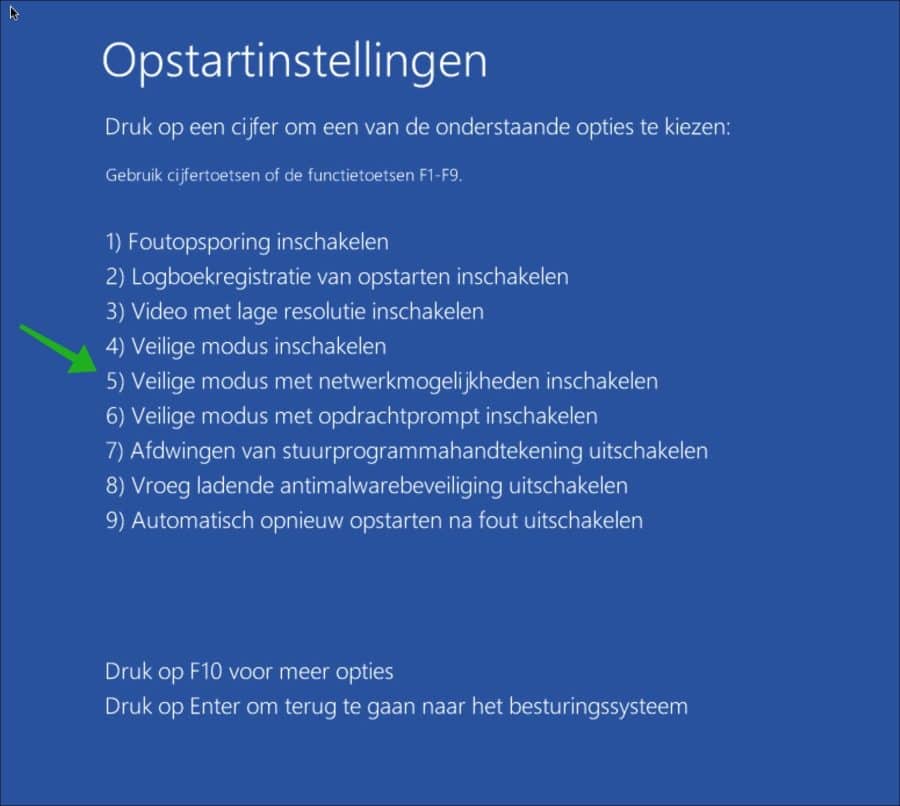 veilige modus in windows 10