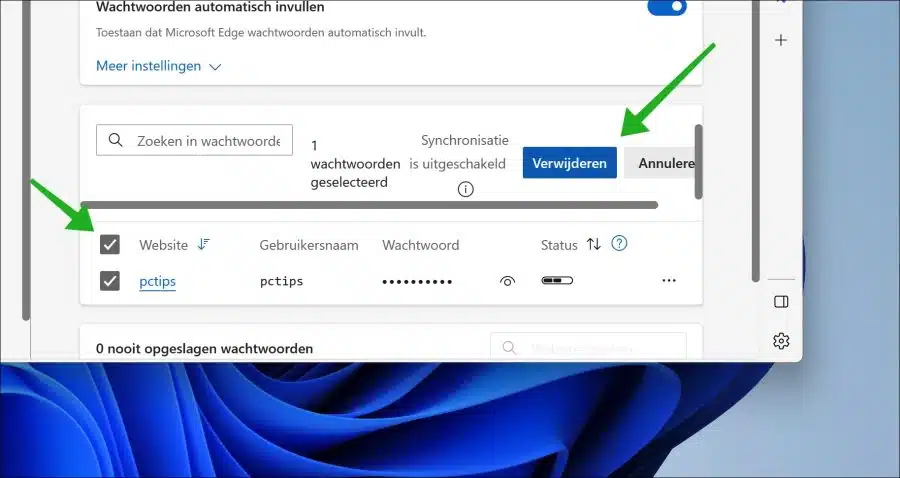 Alle opgeslagen wachtwoorden verwijderen uit Microsoft Edge browser
