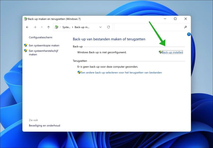 Back-up instellen