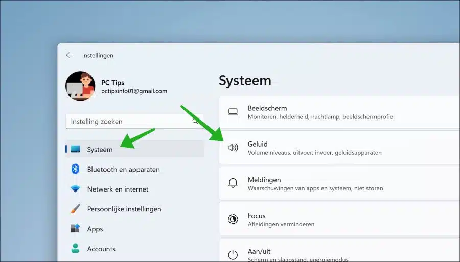 Geluidsinstellingen in Windows 11