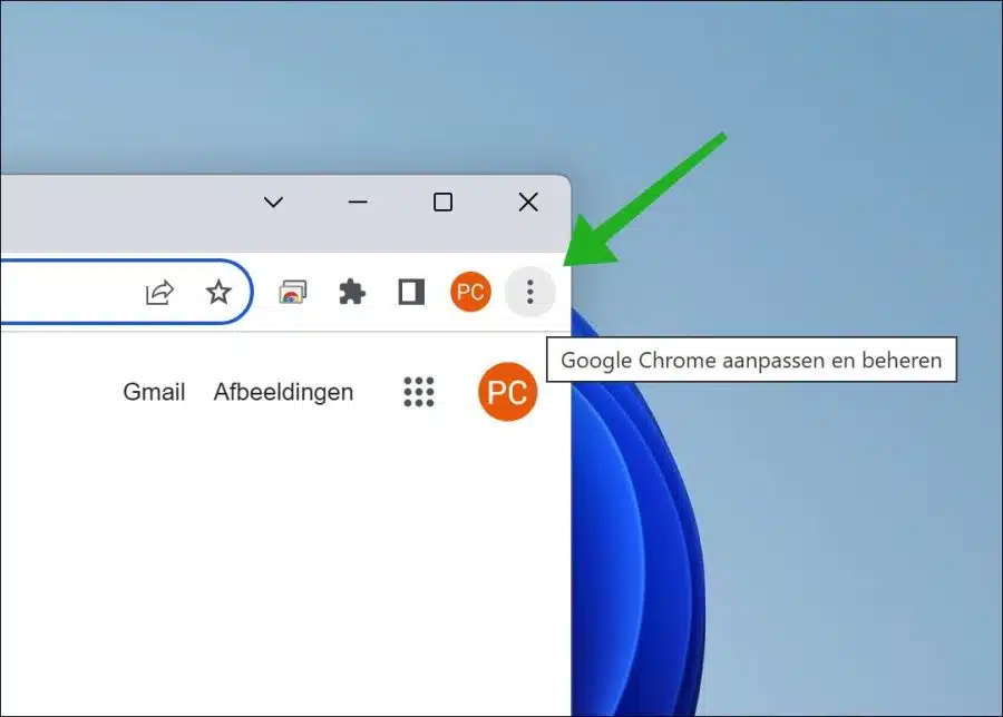 Google chrome menu