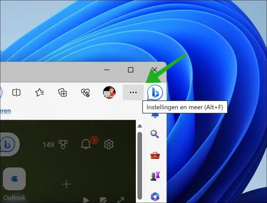 Microsoft Edge menu
