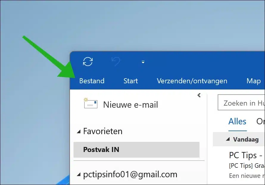 Outlook bestand instellingen