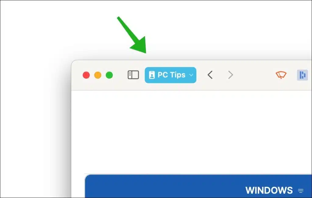 Profiel in Safari