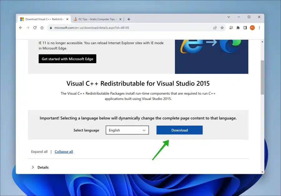Visual C++ Redistributable for Visual Studio 2015 downloaden