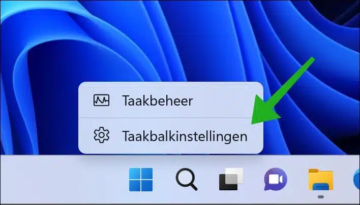 taakbalkinstellingen