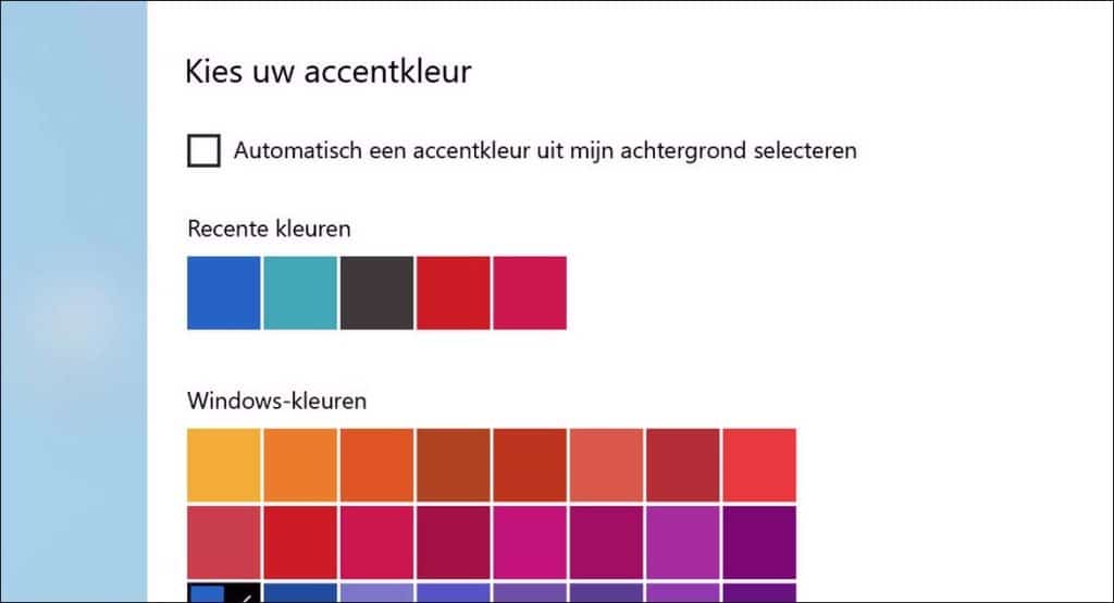 Accentkleur in Windows 10 personaliseren