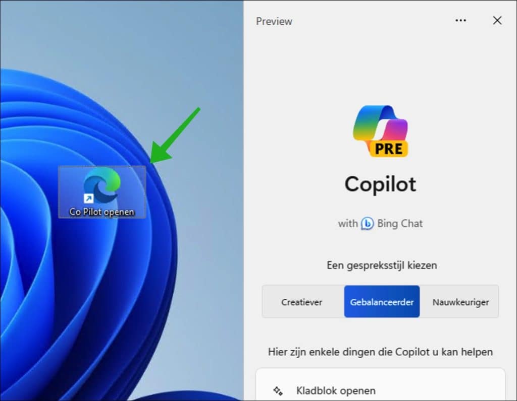 Co-pilot inschakelen in Windows 11