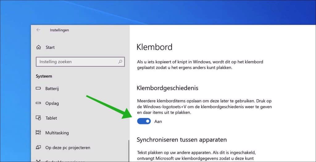 Klembordgeschiedenis inschakelen of uitschakelen in Windows 10