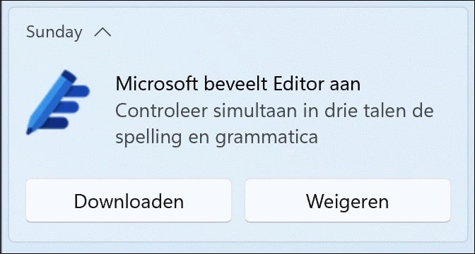 Microsoft beveelt aan melding