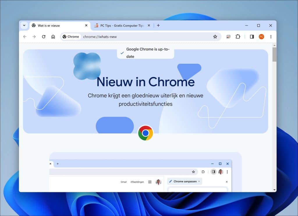 Nieuw uiterlijk in Google chrome