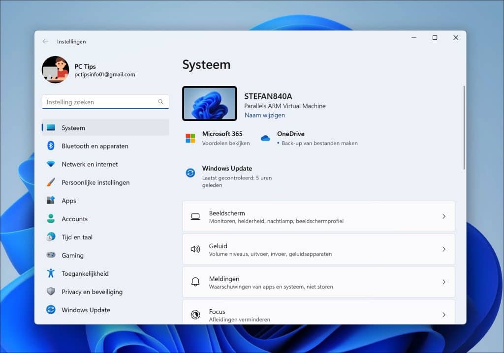 Oude Windows 11 instellingen overzicht
