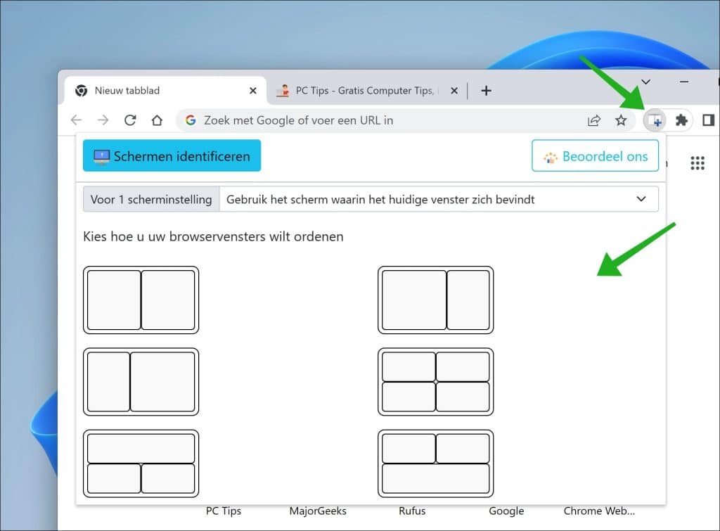 Split Screen (Schermopdeling) in de Google Chrome browser