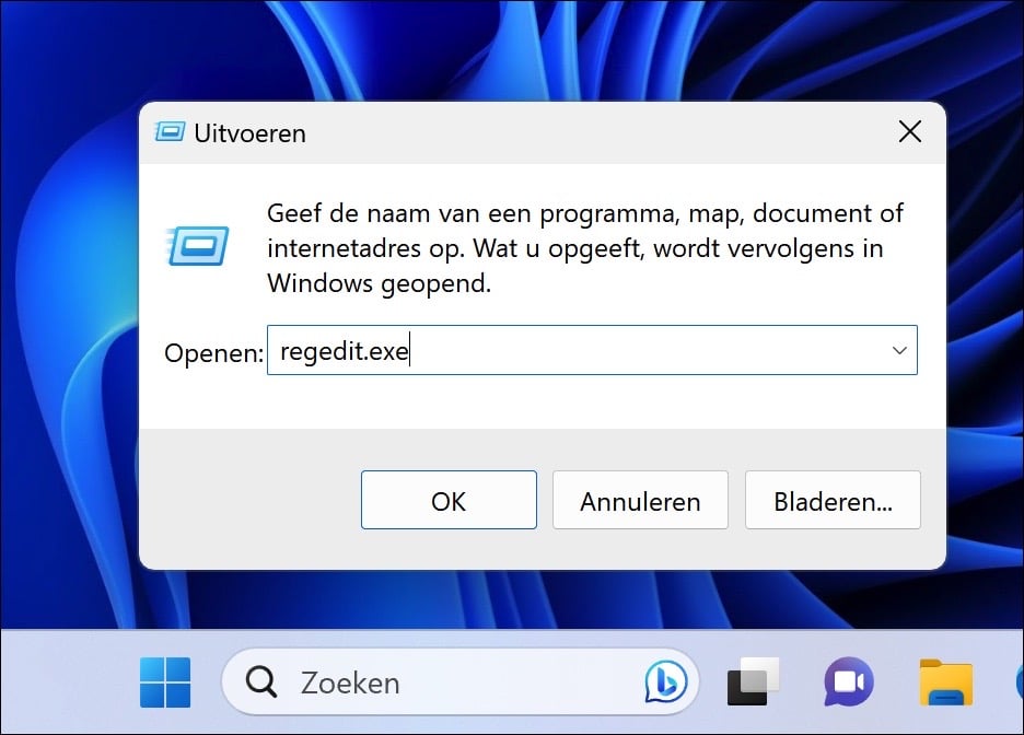 Windows register openen