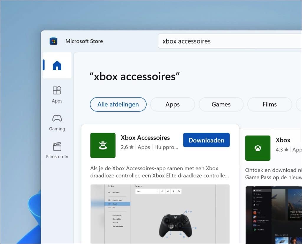 Xbox accessoires app installeren