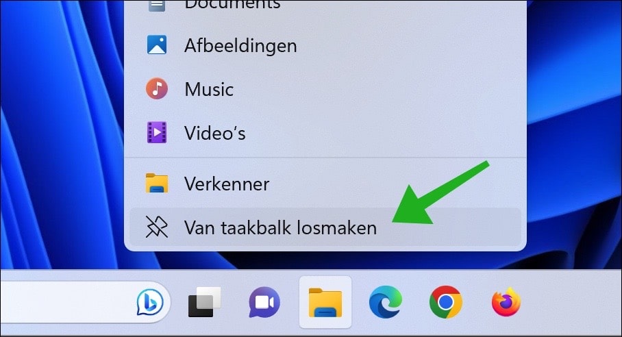 van taakbalk losmaken en opnieuw vastmaken