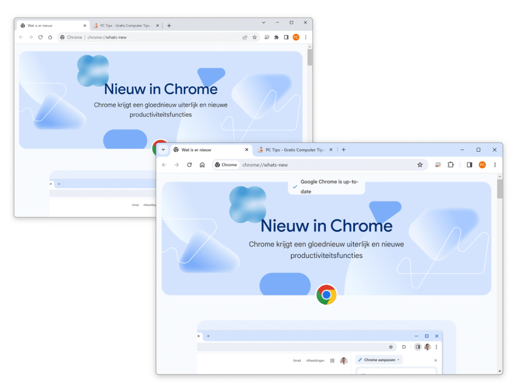 voor en na google chrome uiterlijk