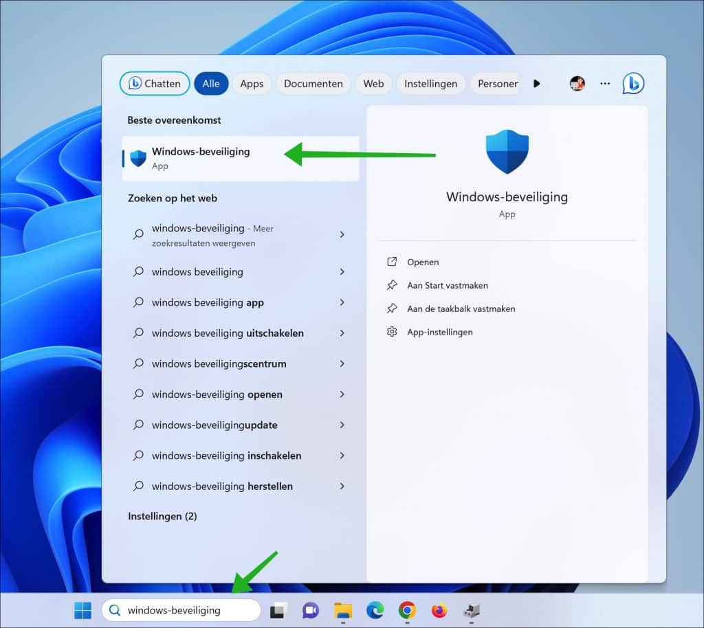 windows beveiliging openen