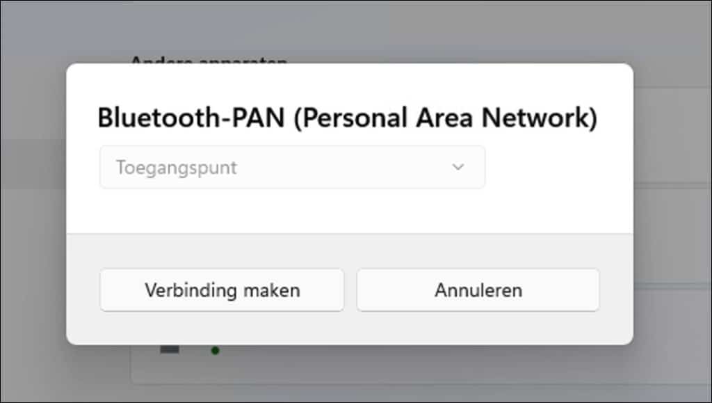 Bluetooth PAN verbinding maken