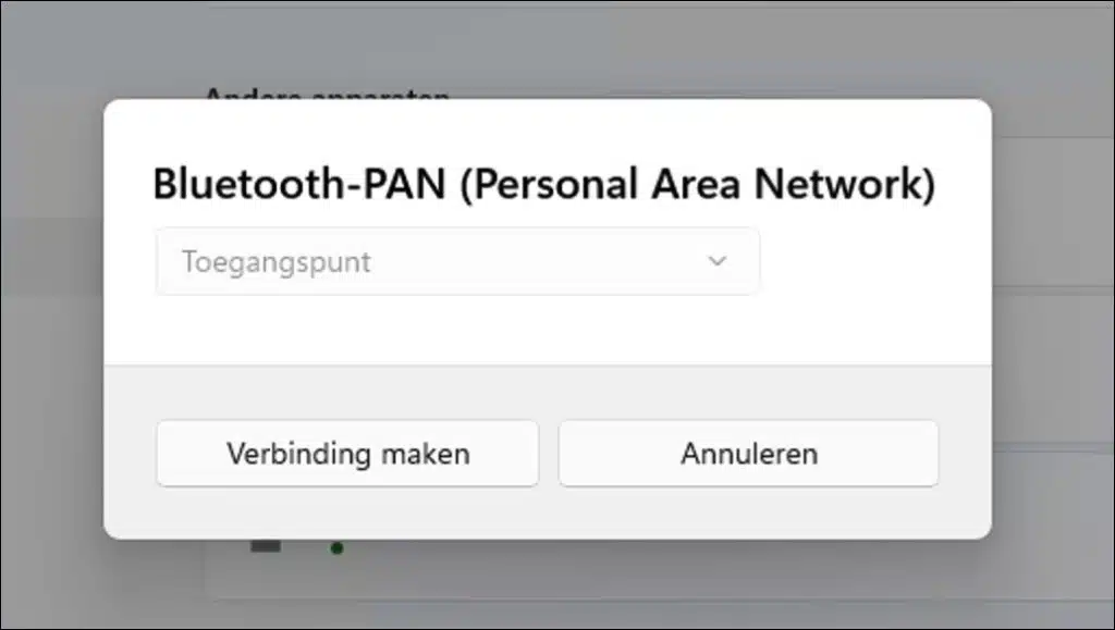 Verbinden met Bluetooth PAN (Personal Area Network) in Windows 11