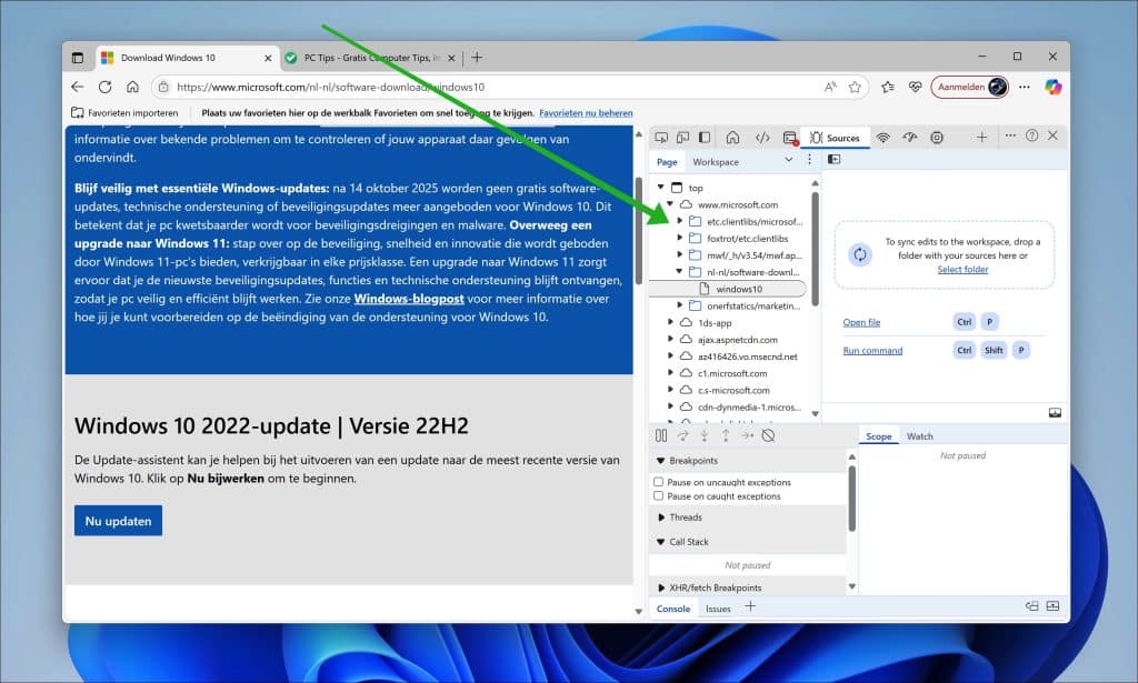Browser console