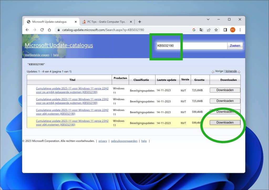 KB5032190 handmatig downloaden en installeren