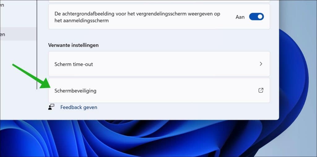 Schermbeveiliging openen in Windows 11