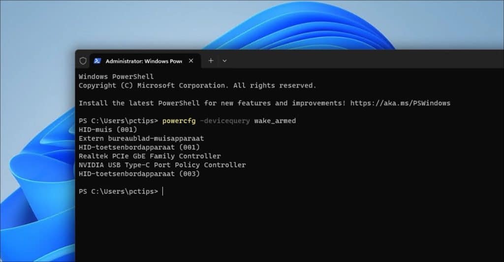 powercfg -devicequery wake_armed