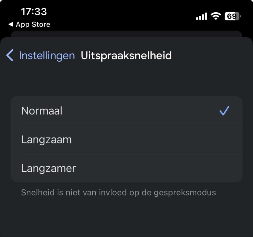 uitspraaksnelheid wijzigen translate app