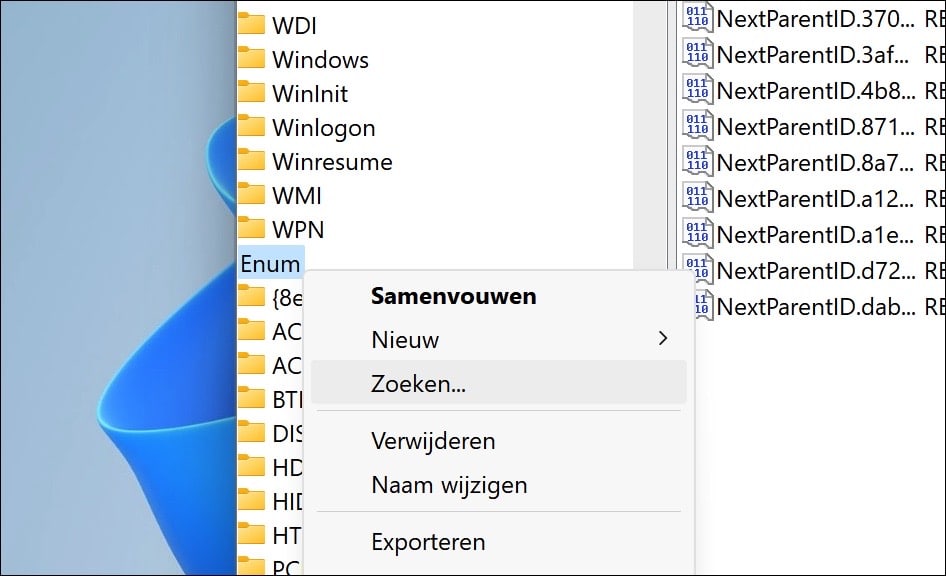 zoeken enum folder