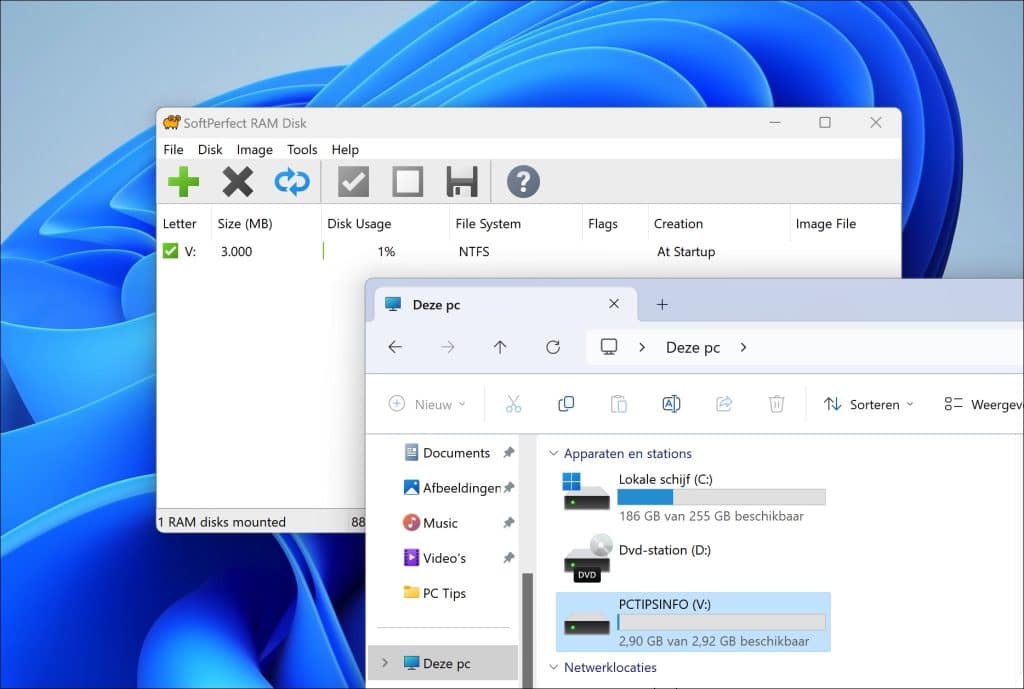 RAM schijf in Windows
