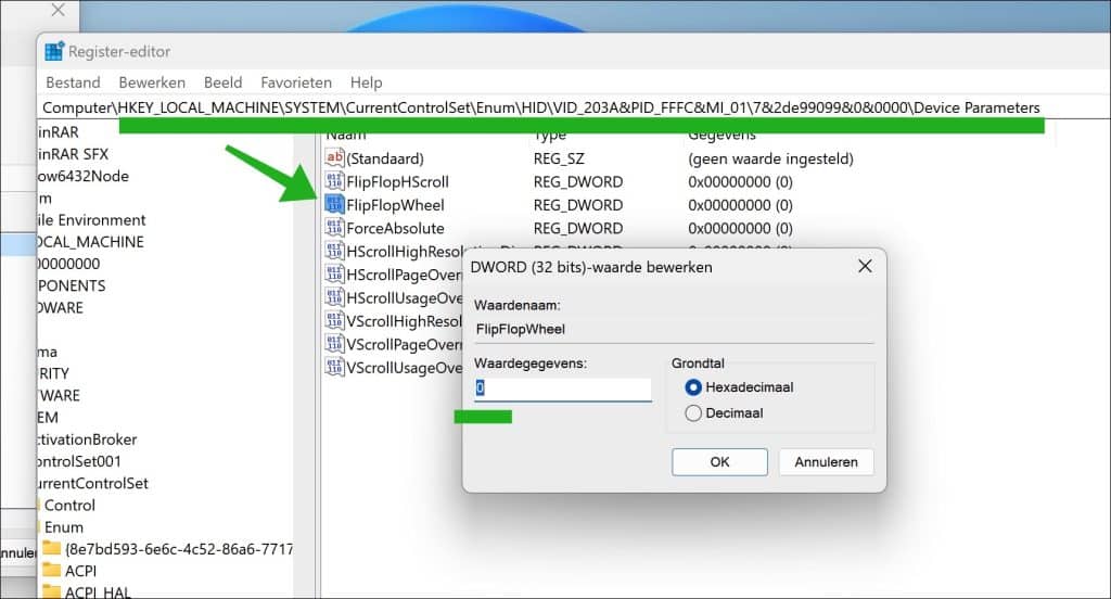 Scroll richting van de muis wijzigen in Windows 11 of 10