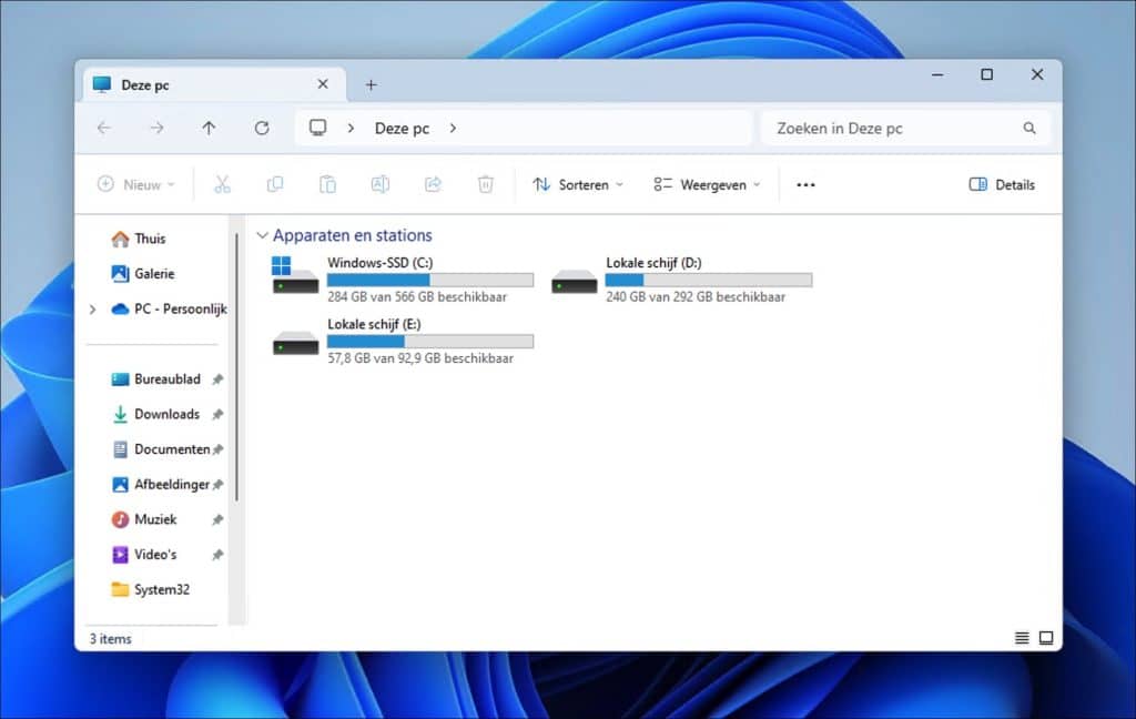 Verkenner openen in Deze PC