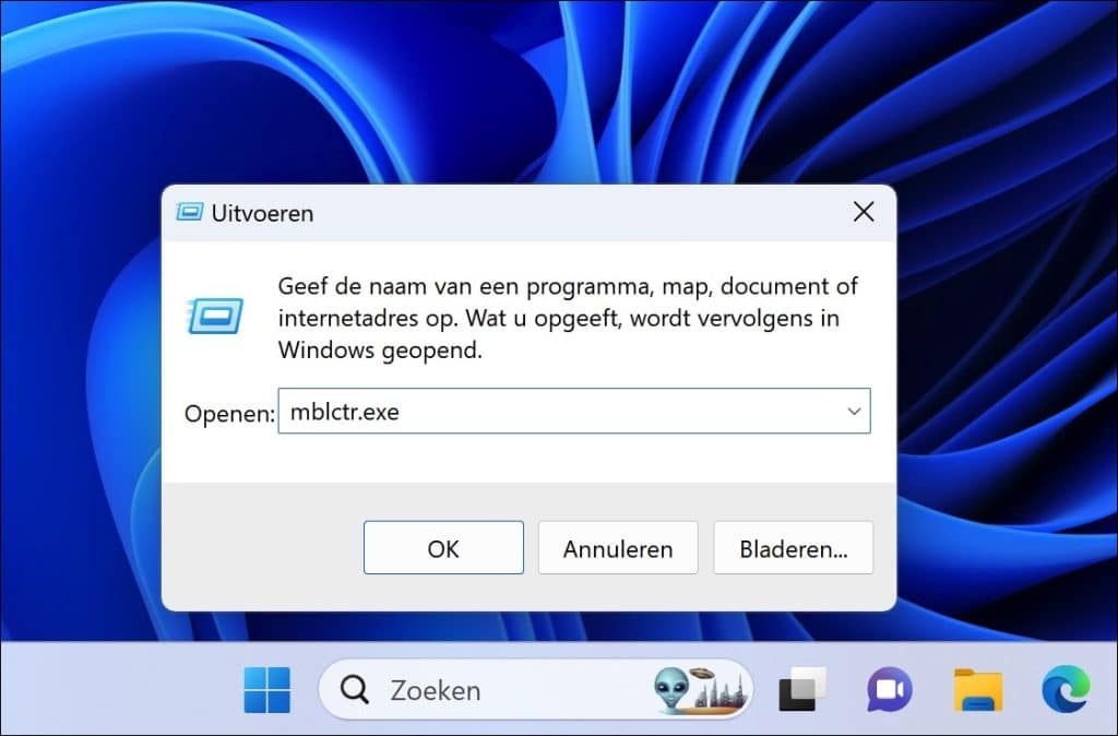 Windows mobiliteitscentrum openen