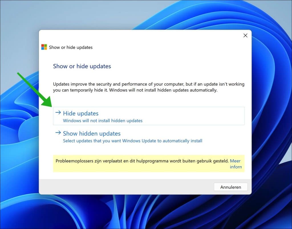 hide updates