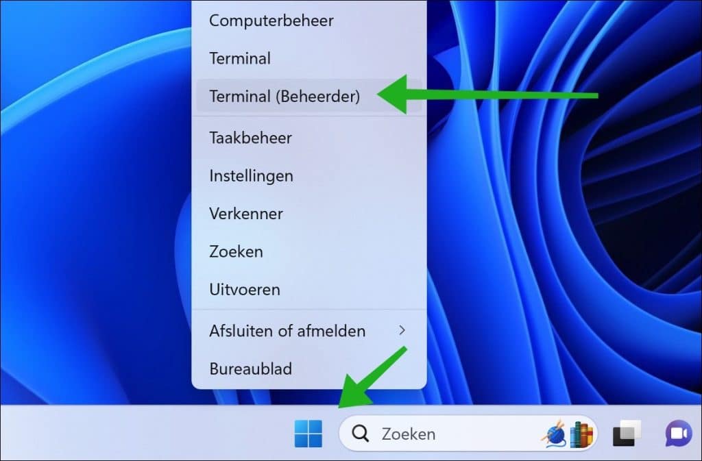 terminal beheerder openen