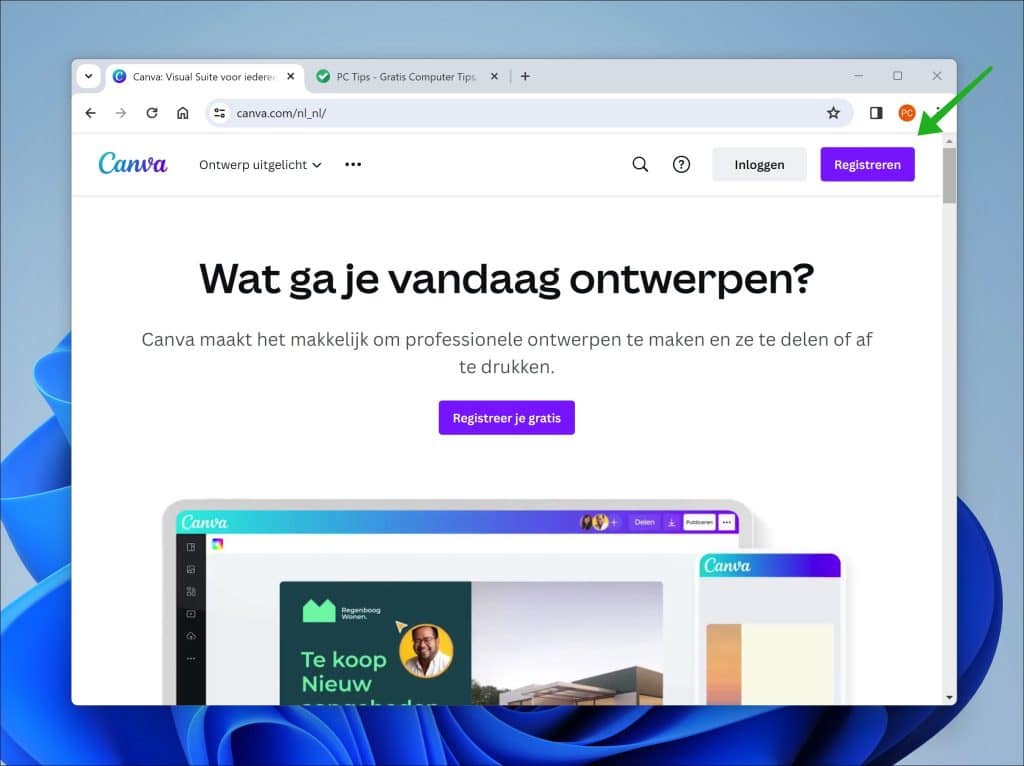 Canva registreren