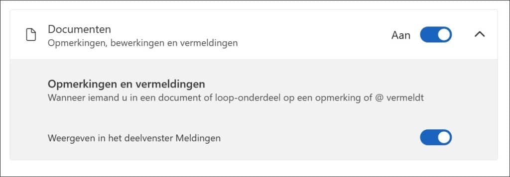 Document melding instellingen