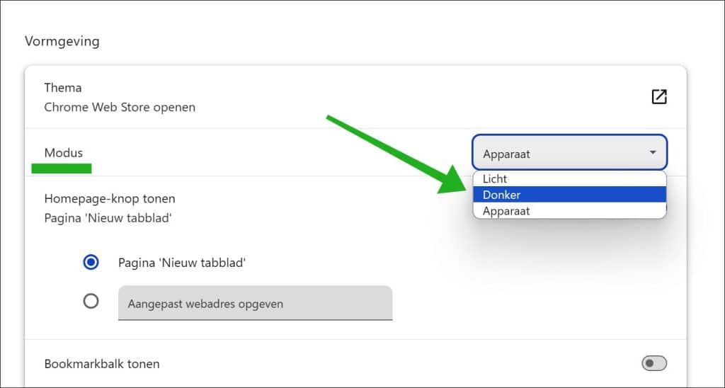 Donkere modus inschakelen in Google Chrome