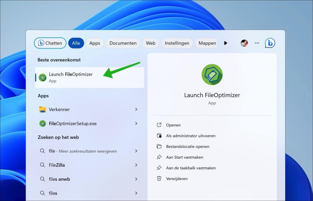 FileOptimizer openen