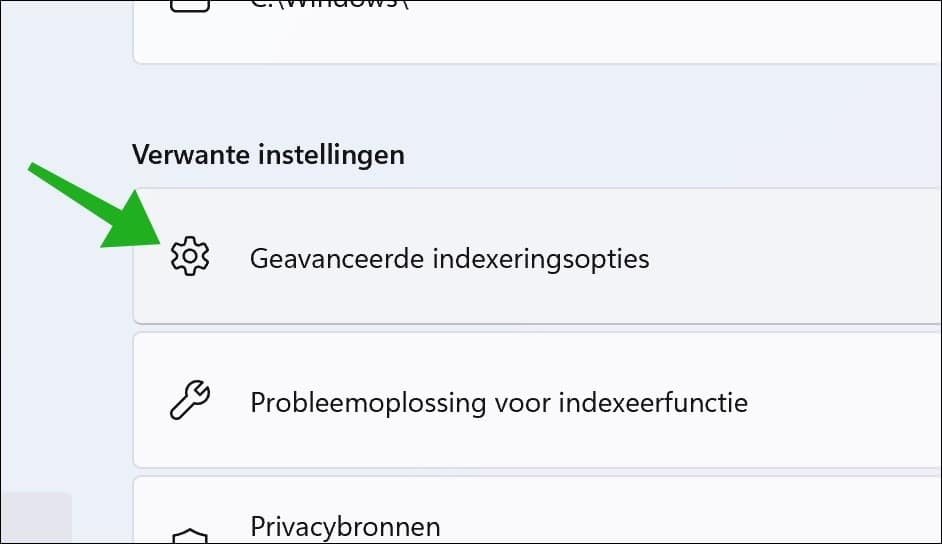 Geavanceerde indexeringsopties