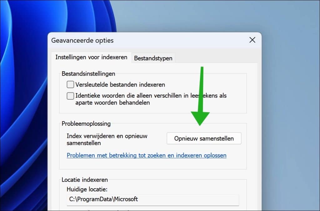 Index opnieuw samenstellen