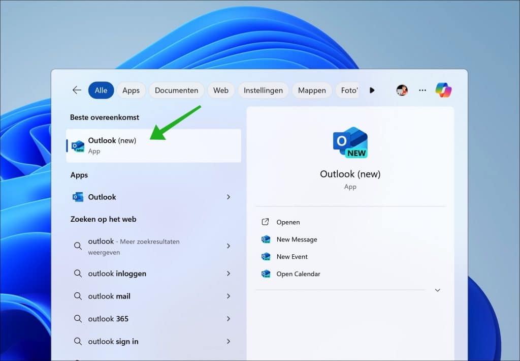 Outlook openen
