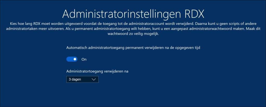 Administratorinstellingen RDX