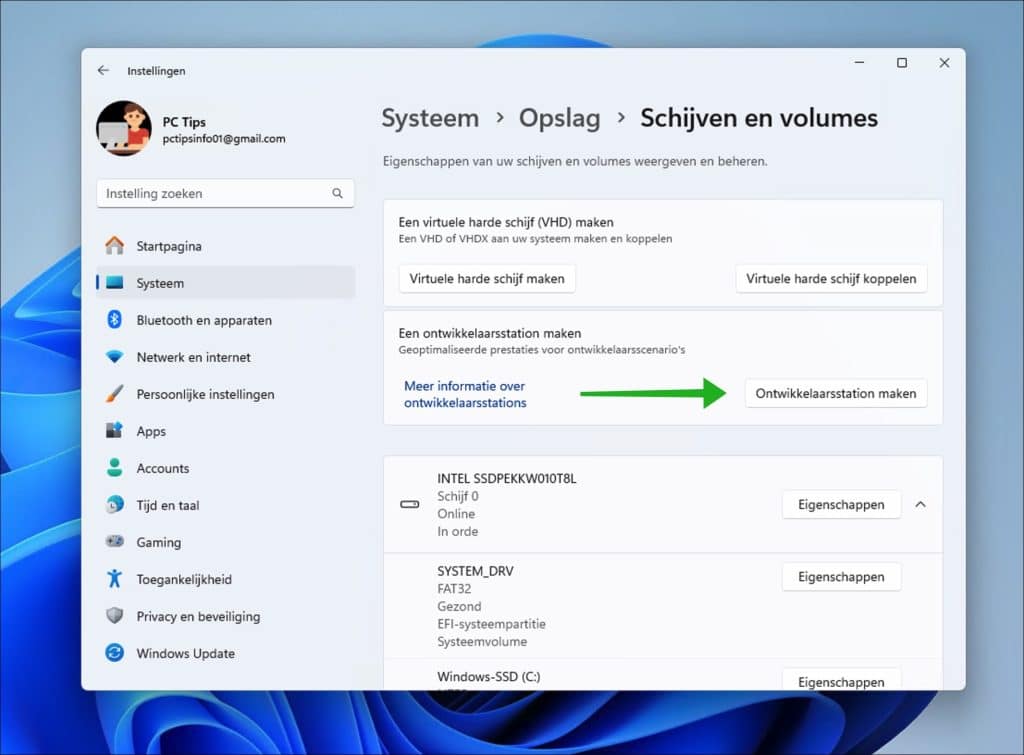 Dev Drive (Ontwikkelaarsstation) aanmaken in Windows 11